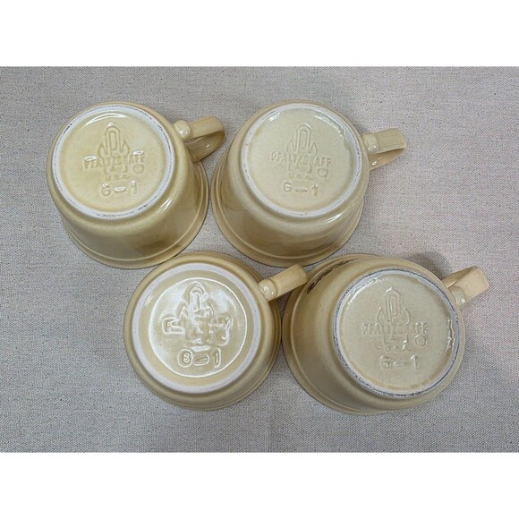 Pfaltzgraff Village Coffee Cups Set of 4 – Vintage Stoneware 1970s Brown Floral - Picture 8 of 12